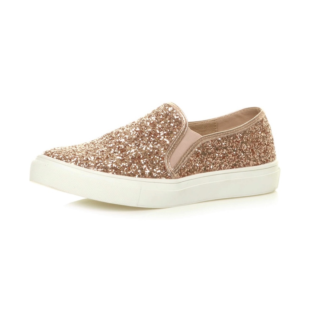 🚫Sold🚫 Women’s Glitter Sparkle Slip On Canvas Shoes Rose Gold
